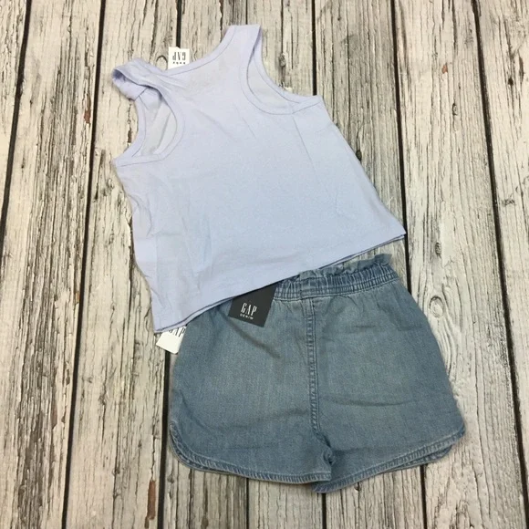 Gap Girls 18-24 2T 4T 5T Unicorn Shirt & Denim Shorts Outfit. NWT - Picture 5 of 6